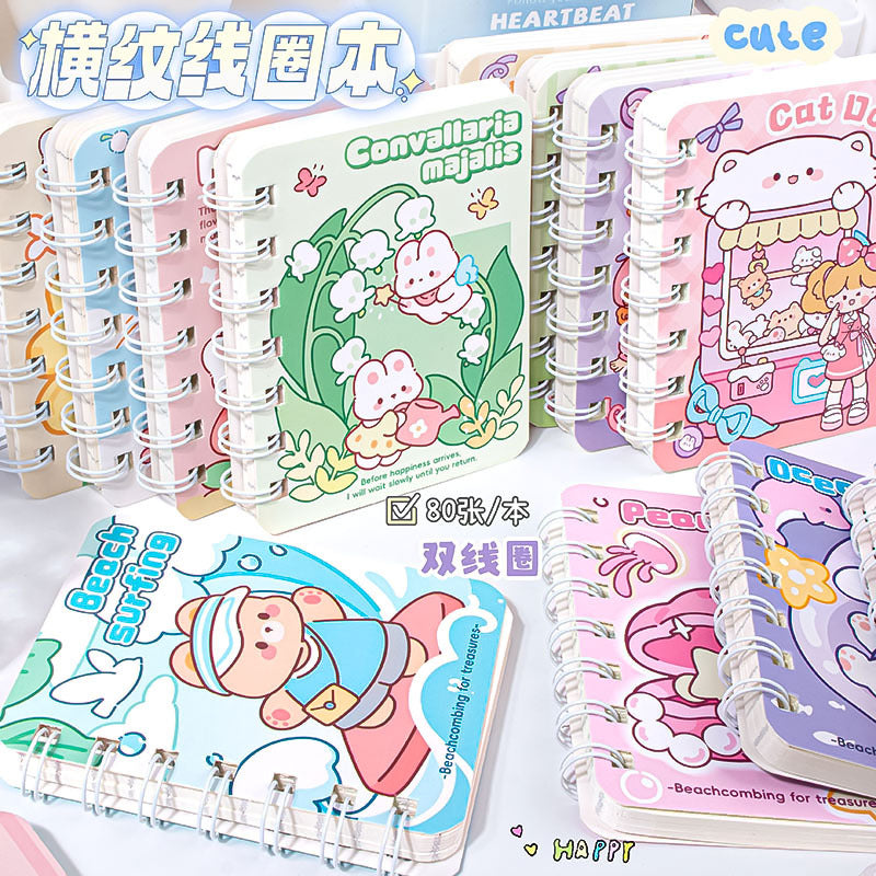 A7线圈本速写本线圈本不割手可爱少女卡通口袋便携学生记事本A7 Spiral-Bound Sketchbook—Cute, Cartoon-Style, Pocket-Sized, Portable Student Notebook That Won’t Cut Your Hands