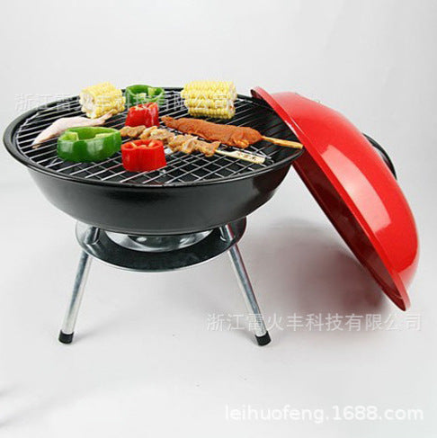 工厂加工小号三角苹果炉BBQ庭形取暖炉木炭烟熏炉烧烤加厚带盖炉Factory-made small triangular apple-shaped BBQ stove, garden heater, charcoal smoker and barbecue – thick-walled with lid