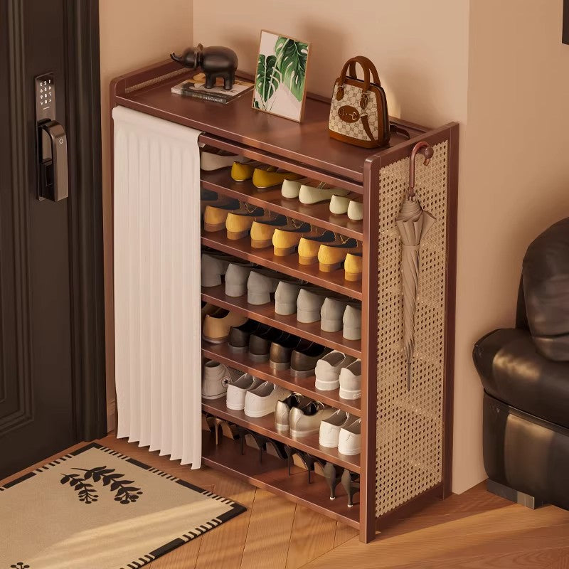 鞋架鞋柜家用鞋子门口多层收纳储物柜进门靠墙置物架Shoe rack, shoe cupboard, multi-tiered storage unit for shoes at the front door, wall-mounted shelf by the entrance