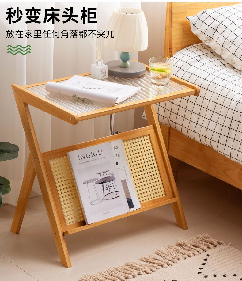 沙发边茶几休闲小家居小桌子茶水间移动茶台客厅家用简约玻璃角几Coffee table for beside the sofa, casual small home table, tea room, portable tea stand, living room, minimalist glass corner table