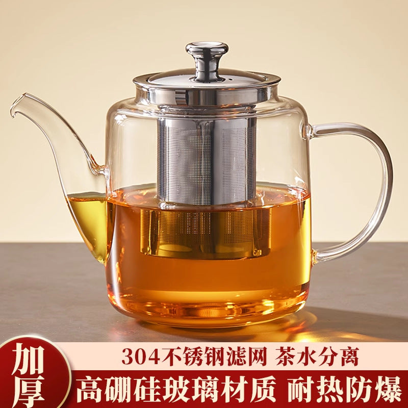 大容量茶壶泡茶家用大容量玻璃煮茶器茶水分离加厚耐高温茶具单壶Large-Capacity Teapot for Brewing Tea Household-Use Large-Capacity Glass Tea Maker Tea-Water Separation Thick-Walled, Heat-Resistant Teapot Single-Pot Set