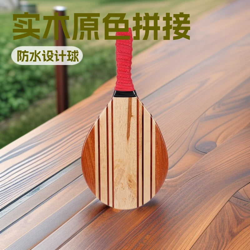 实木 原色 拼接 防水 沙滩球拍橡胶圈套装  外休闲娱乐球拍Solid Wood, Natural Colour, Patchwork, Waterproof, Beach Tennis Racket with Rubber Grips Set  Outdoor Leisure and Entertainment Racket