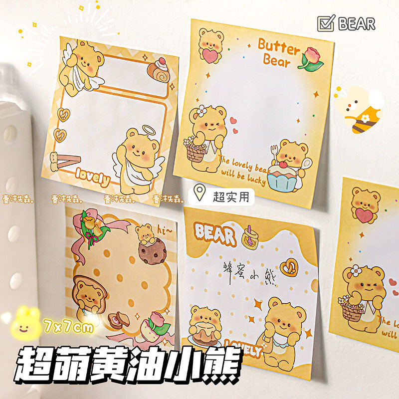 MOKA魔卡便利贴ins风高颜值黄油小熊造型便签纸学生索引贴MOKA Magic Card Sticky Notes: Instagram-Style, Eye-Catching, Cute Bear-Shaped Sticky Notes for Students and Indexing