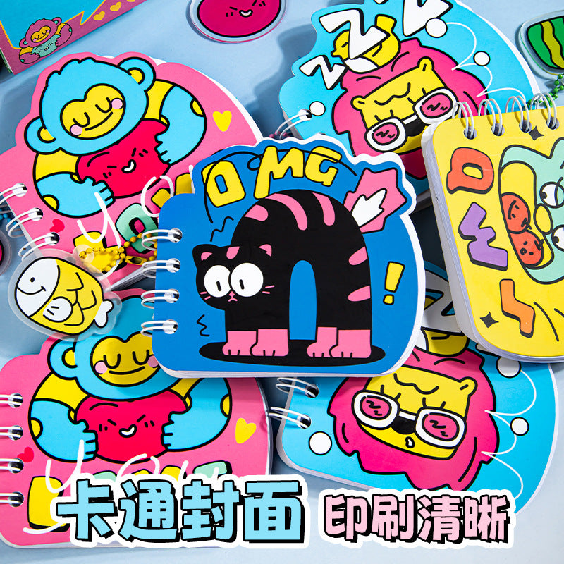 多巴胺卡通异形线圈本高颜值小学生侧翻笔记本硬壳加厚跨境记事本Dopamine-themed Cartoon Alien Coil-Bound Notebook: High-Quality Elementary School Student Side-Flip Notebook with Hard Cover and Thickened Pages—Cross-Border Notepad
