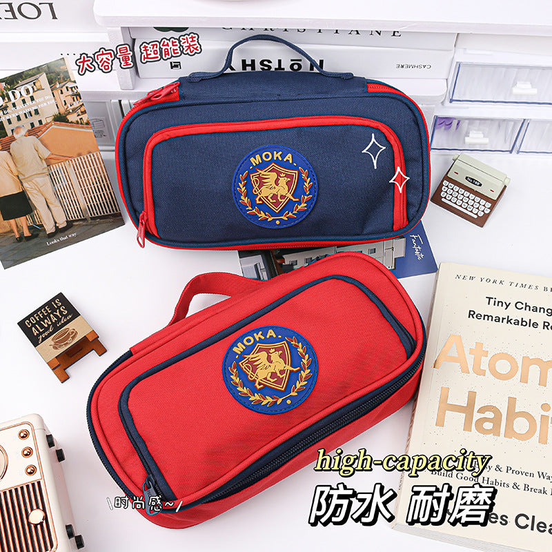 MOKA英伦学院风贵族笔袋多功能初高中小学生牛津布铅笔袋文具盒MOKA British Preppy-Style Aristocratic Pencil Case—Multifunctional Oxford Cloth Pencil Case for Middle and High School Students