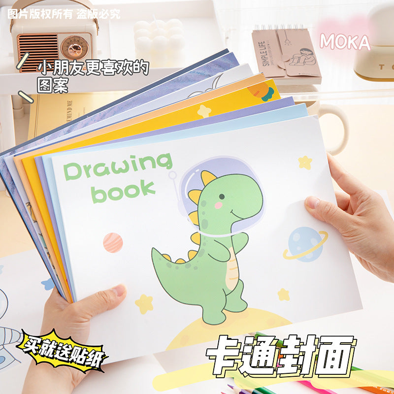 可爱卡通学生空白图画本加厚儿童小学生绘画本幼儿园涂鸦手绘本Cute Cartoon Student Blank Sketchbook, Thick-Paged Children's Elementary School Drawing Book, Preschool Doodle and Hand-Drawing Book