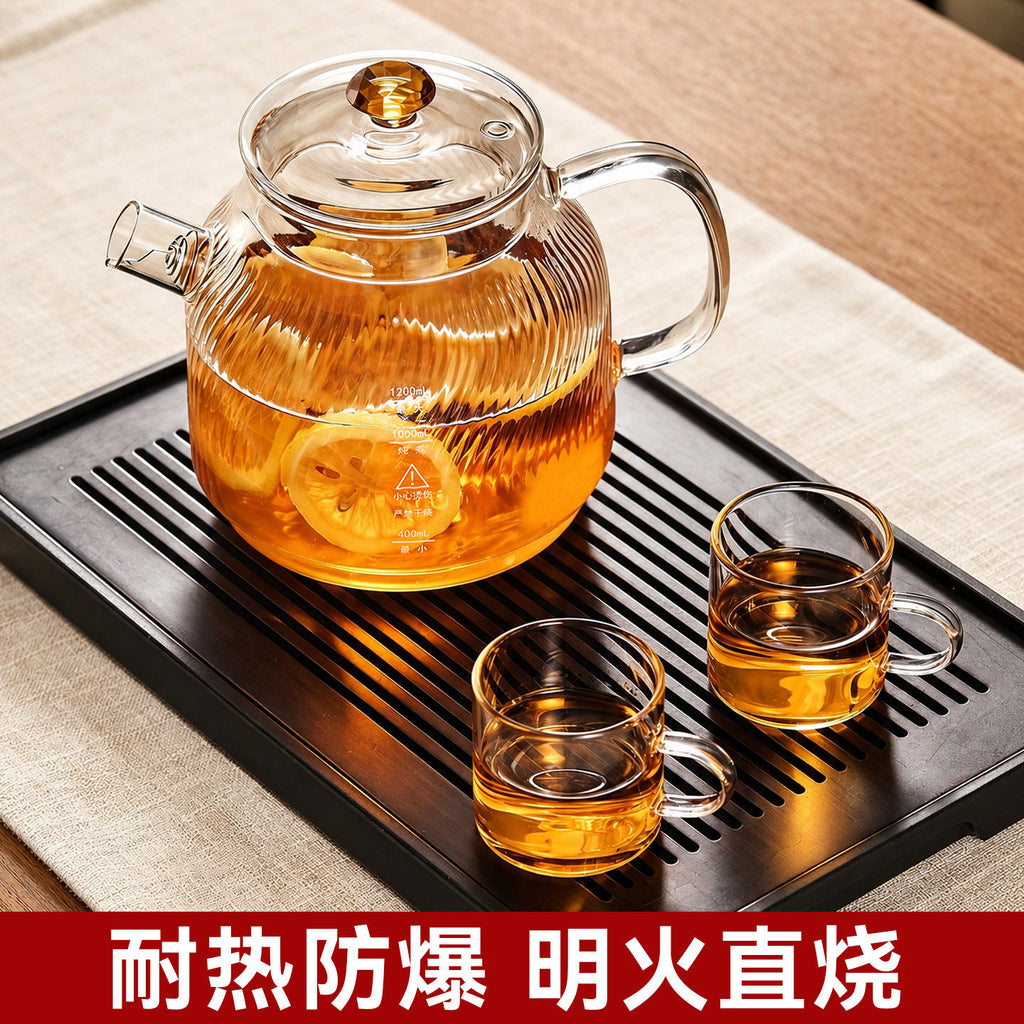 厂家定制玻璃壶高硼硅耐热玻璃煮茶壶可明火电陶炉大容量泡茶壶Glass Teapot: High-Borosilicate Heat-Resistant Glass Teapot Suitable for Open Flames and Electric Ceramic Stoves—Large-Capacity Teapot
