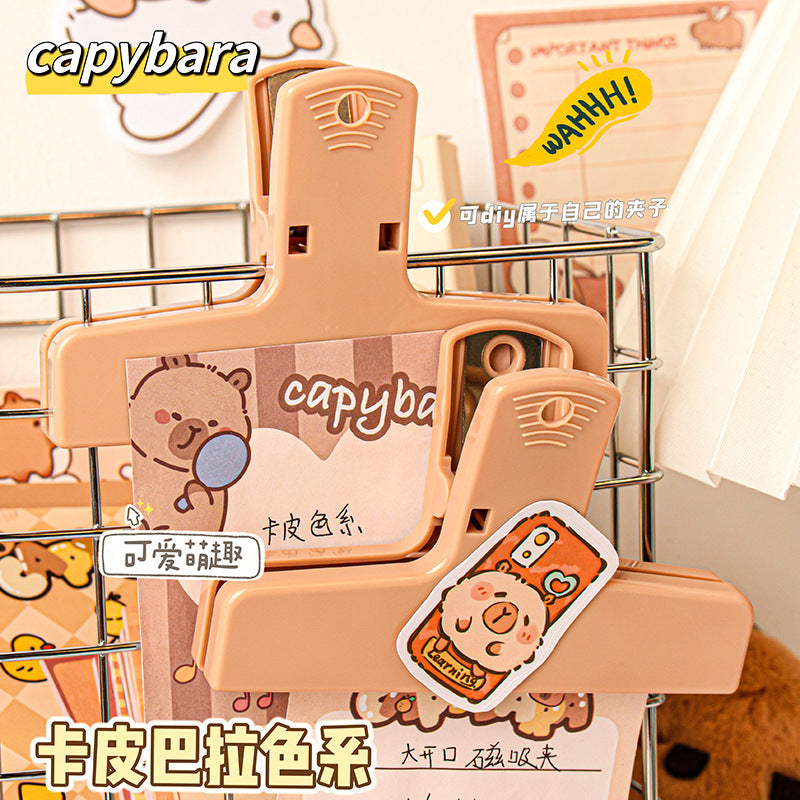 MOKA卡皮巴拉色系磁吸夹子学生个性文件试卷夹高颜值手账便签夹子MOKA Capybara Color Series Magnetic Clips: Stylish Student Document and Test Paper Holders, Beautiful Planner and Sticky Note Clips