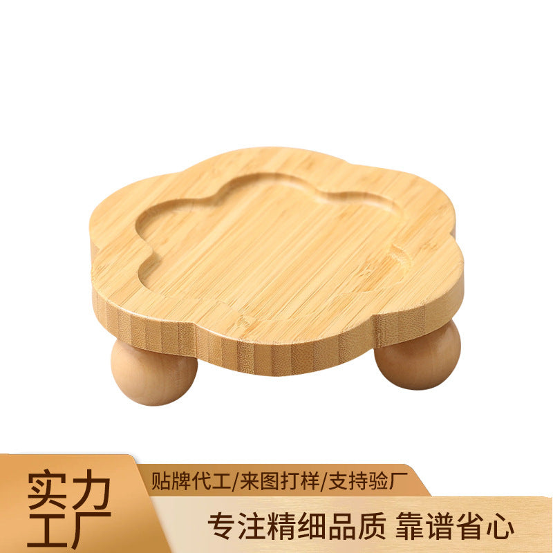 定制花朵竹制宠物猫碗架猫食盆防打翻饭碗狗狗双碗餐盘Customised Floral Bamboo Pet Cat Bowl Stand, Cat Food Bowl, Anti-Tip Bowl, Dog Double Bowl Set