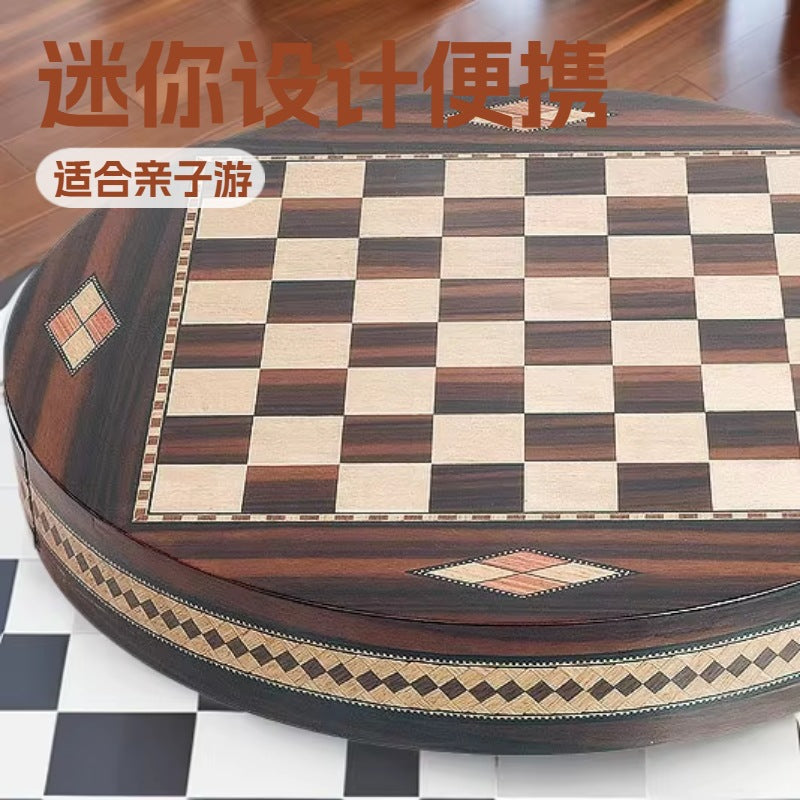 木制抽屉国际象棋 圆棋盘 迷你国际象棋 亲子游戏聚会游戏Wooden Drawer Chess Set, Round Chessboard, Mini Chess Set, Family and Party Games