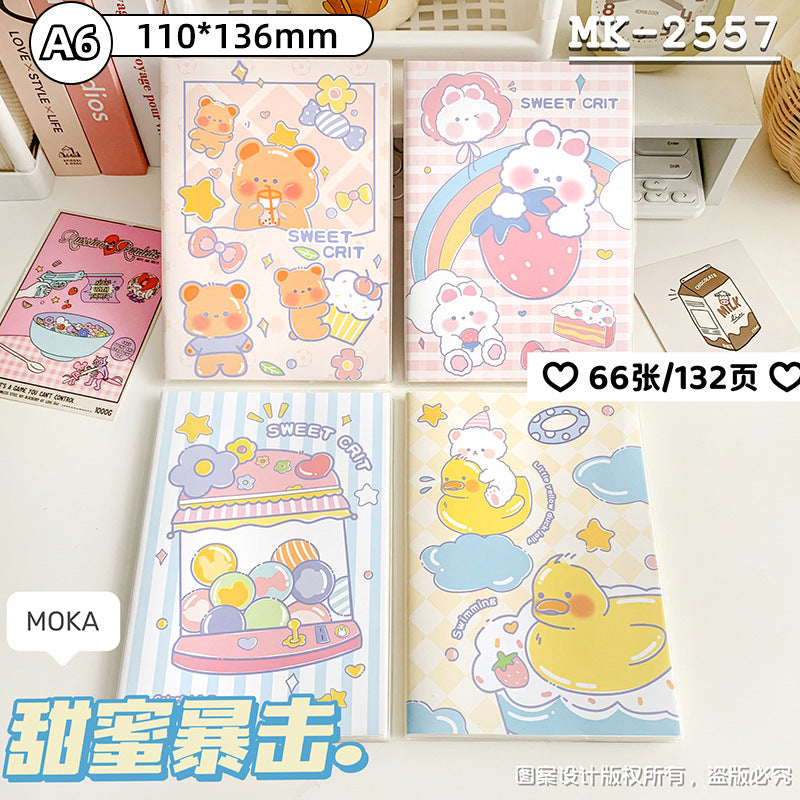 MOKA新款A6胶套笔记本A5学生办公高颜值加厚本子记笔记小清新本子MOKA's New A6 Plastic-Covered Notebook: A5 Size for Students and Office Use—Stylish, Thick-Paged Notebook for Note-Taking with a Fresh, Minimalist Design