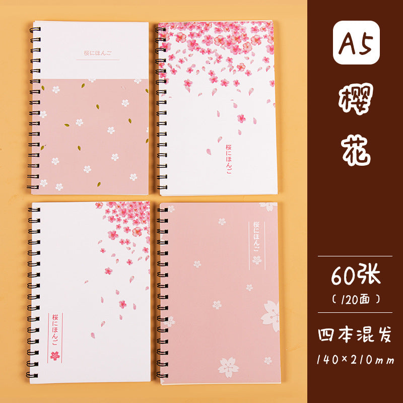 学生日记本A5记事本创意韩版侧翻线圈笔记本卡通线圈本手帐本Student Diary A5 Notebook Creative Korean-Style Side-Flip Spiral Notebook Cartoon Spiral Notebook Planner