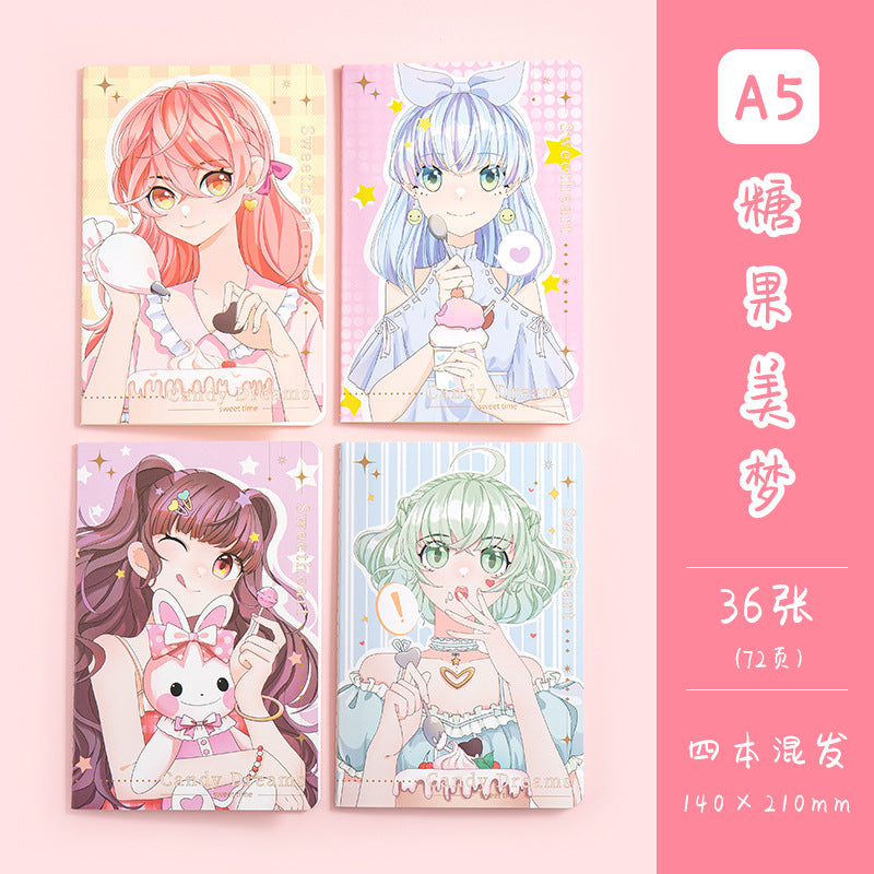 魔卡文化创意A5车线本可爱卡通图案笔记本学生学习文具手帐MoKa Cultural & Creative A5 Stitched Notebook with Cute Cartoon Designs—Student Study Stationery and Planner