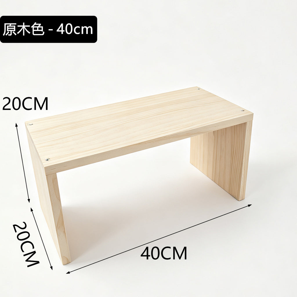 20cm宽纯实木阶梯置物架可移动小花架绿植盆栽加宽板面收纳展示架20cm-wide solid wood stepped shelving unit – portable small plant stand for houseplants and potted plants, with a wide shelf surface for storage and display
