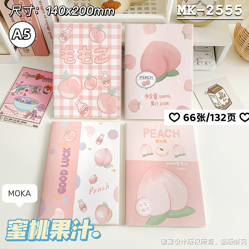 MOKA新款A6胶套笔记本A5学生办公高颜值加厚本子记笔记小清新本子MOKA's New A6 Plastic-Covered Notebook: A5 Size for Students and Office Use—Stylish, Thick-Paged Notebook for Note-Taking with a Fresh, Minimalist Design
