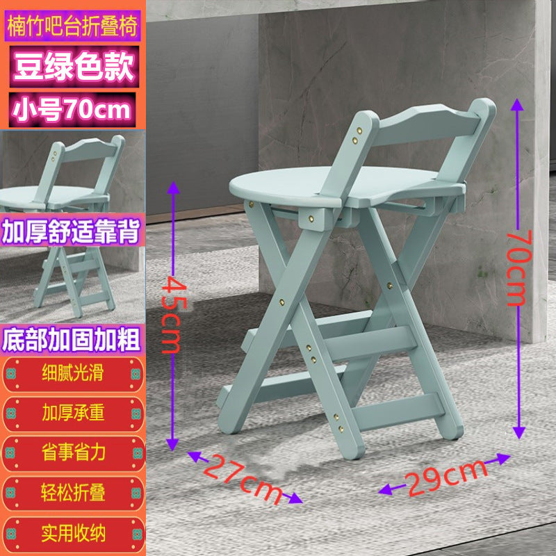 折叠椅子便携家用实木餐椅高脚凳吧台椅现代简约奶茶店前台靠背椅Folding chairs, portable solid wood dining chairs for home use, bar stools, modern minimalist backrest chairs for tea shops and reception areas