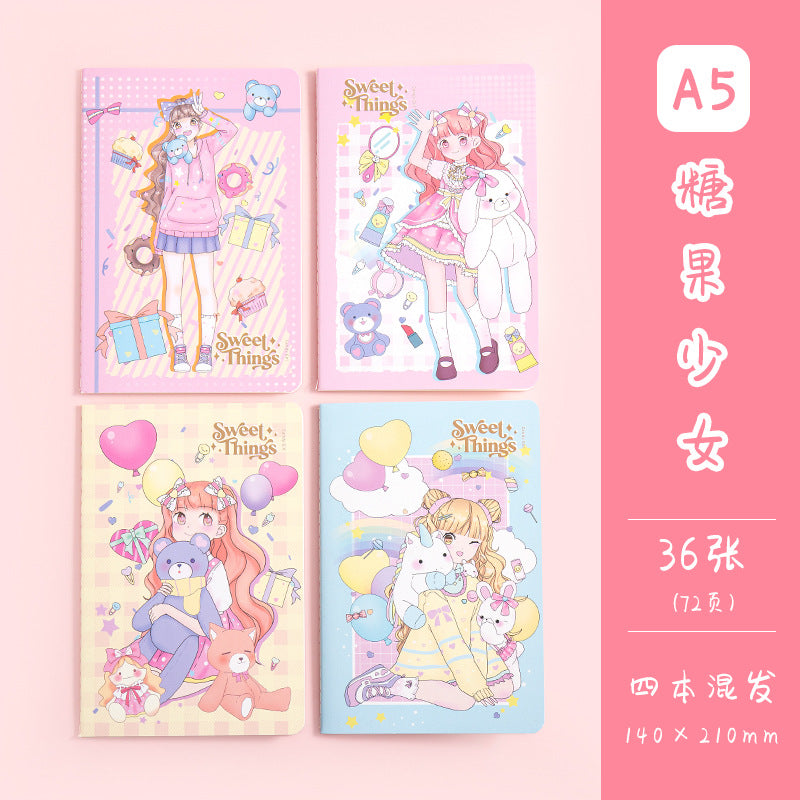 魔卡文化创意A5车线本可爱卡通图案笔记本学生学习文具手帐MoKa Cultural & Creative A5 Stitched Notebook with Cute Cartoon Designs—Student Study Stationery and Planner