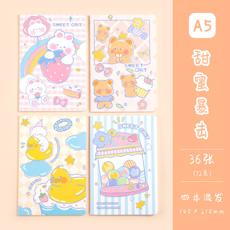 魔卡文化创意A5车线本可爱卡通图案笔记本学生学习文具手帐MoKa Cultural & Creative A5 Stitched Notebook with Cute Cartoon Designs—Student Study Stationery and Planner