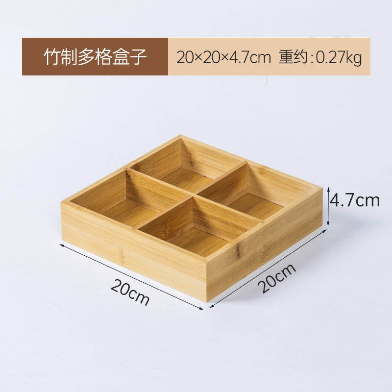 桌面防尘茶包收纳盒竹制文玩首饰置物盒药物分装盒子九宫格储物盒Desk-top dust-proof tea bag storage box; bamboo box for collectables and jewellery; medicine portioning box; 3x3 grid storage box