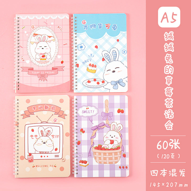 学生日记本A5记事本创意韩版侧翻线圈笔记本卡通线圈本手帐本Student Diary A5 Notebook Creative Korean-Style Side-Flip Spiral Notebook Cartoon Spiral Notebook Planner