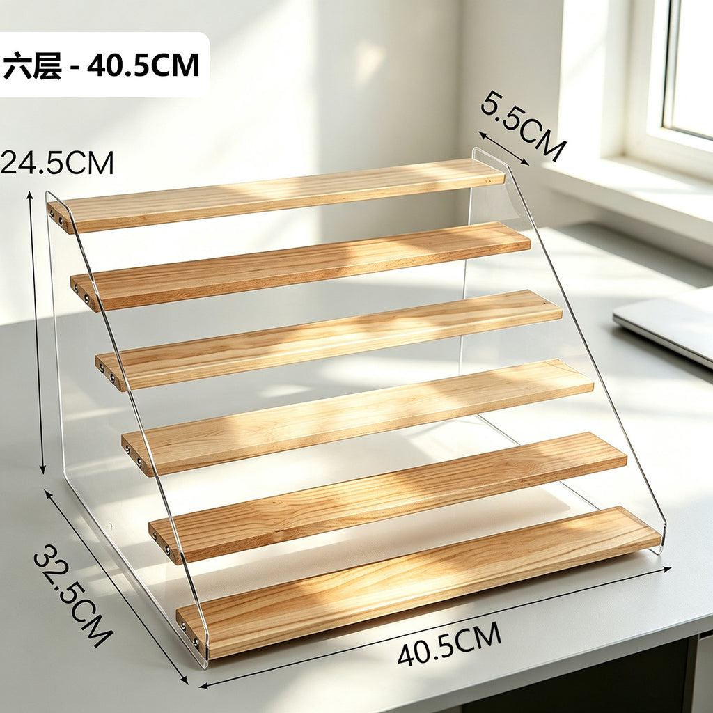 阶梯展示架多层桌面亚克力透明简约置物架手办玩具绿植摆件陈列架Stepped display stand – multi-tiered tabletop acrylic transparent minimalist shelving unit for figurines, toys, houseplants and decorative items