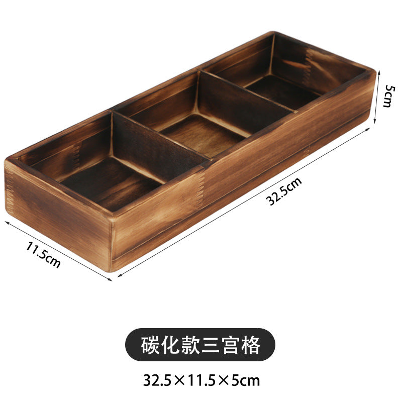 Solid Wood Nine-Square Platter, Divided Serving Tray, for Hot Pot Restaurants, Tableware, Snacks, Melamine Fruit Bowls and Vegetable Plates, for Home