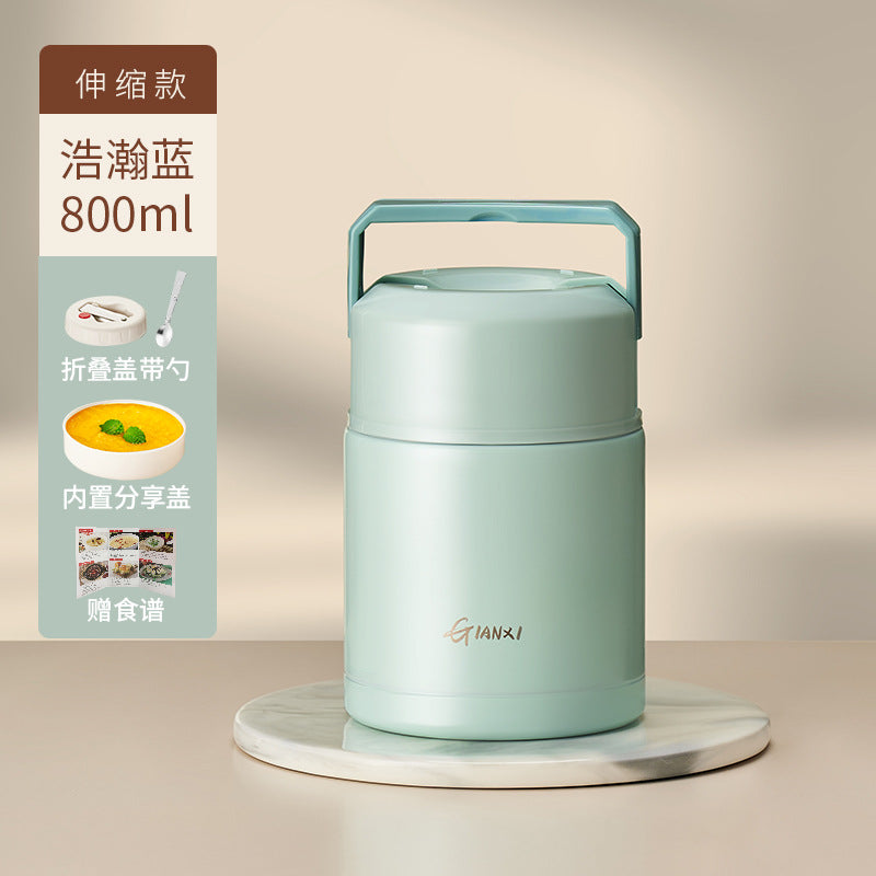 捷安玺316不锈钢焖烧杯上班饭盒家用办公带勺保温饭桶GIANXI 316 Stainless Steel Slow-Cooking Lunch Cup—Lunch Box for Work, Home, and Office with Spoon, Insulated Lunch Container
