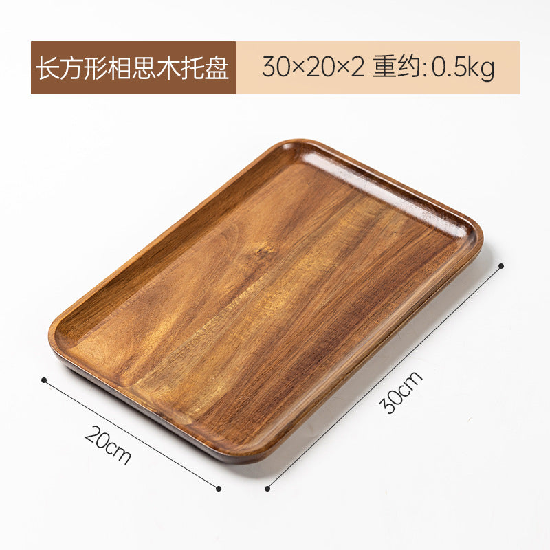 相思木托盘圆形木质披萨小托盘长方形家用茶托木盘子杯托蛋糕糖果Acacia wood tray, round wooden pizza tray, rectangular household tea tray, wooden plate, cup saucer, cake and sweet tray