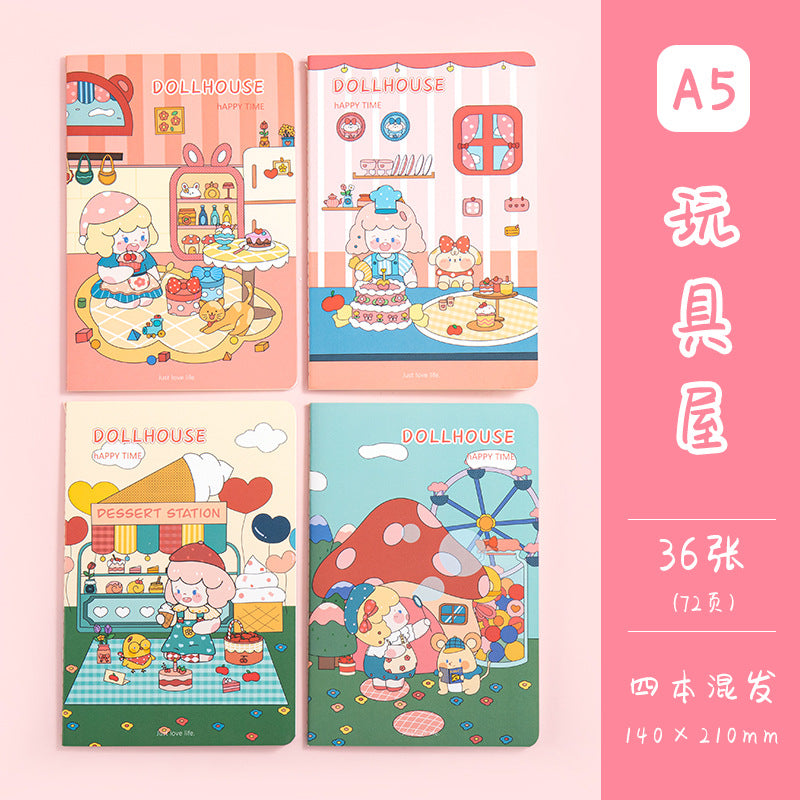 魔卡文化创意A5车线本可爱卡通图案笔记本学生学习文具手帐MoKa Cultural & Creative A5 Stitched Notebook with Cute Cartoon Designs—Student Study Stationery and Planner