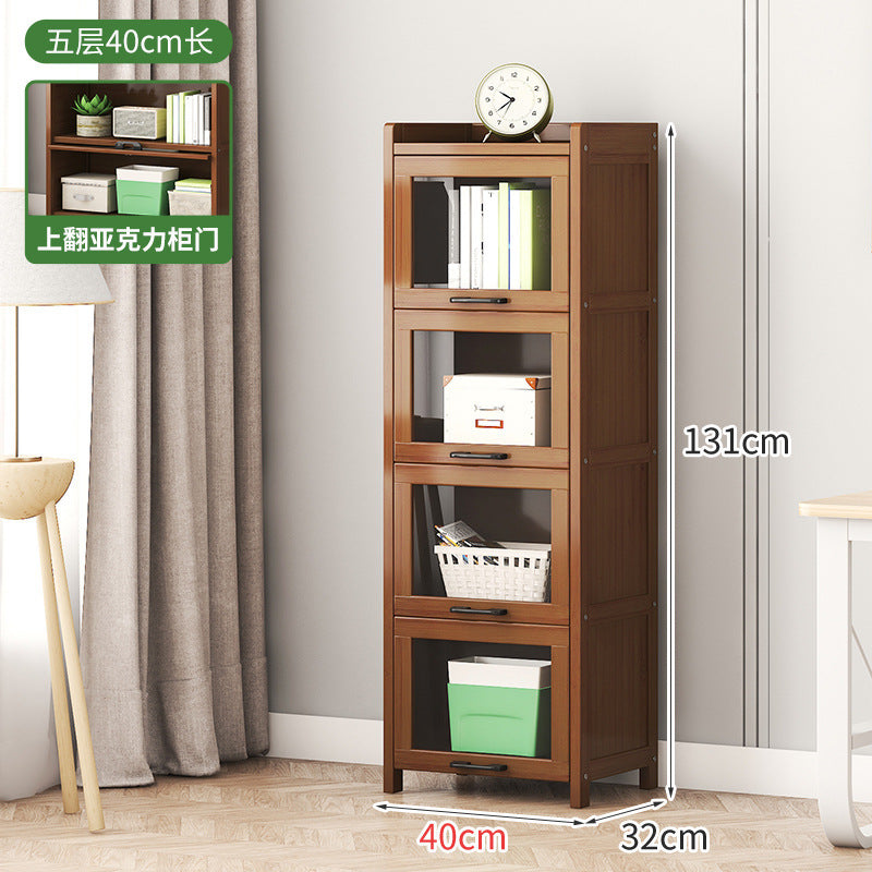 书架置物架落地书柜家用现代简约带门防尘简易落地多层靠墙收纳架Bookcase, shelving unit, floor-standing bookcase, for home use, modern minimalist style, with doors, dust-proof, simple floor-standing multi-tiered wall-mounted storage unit