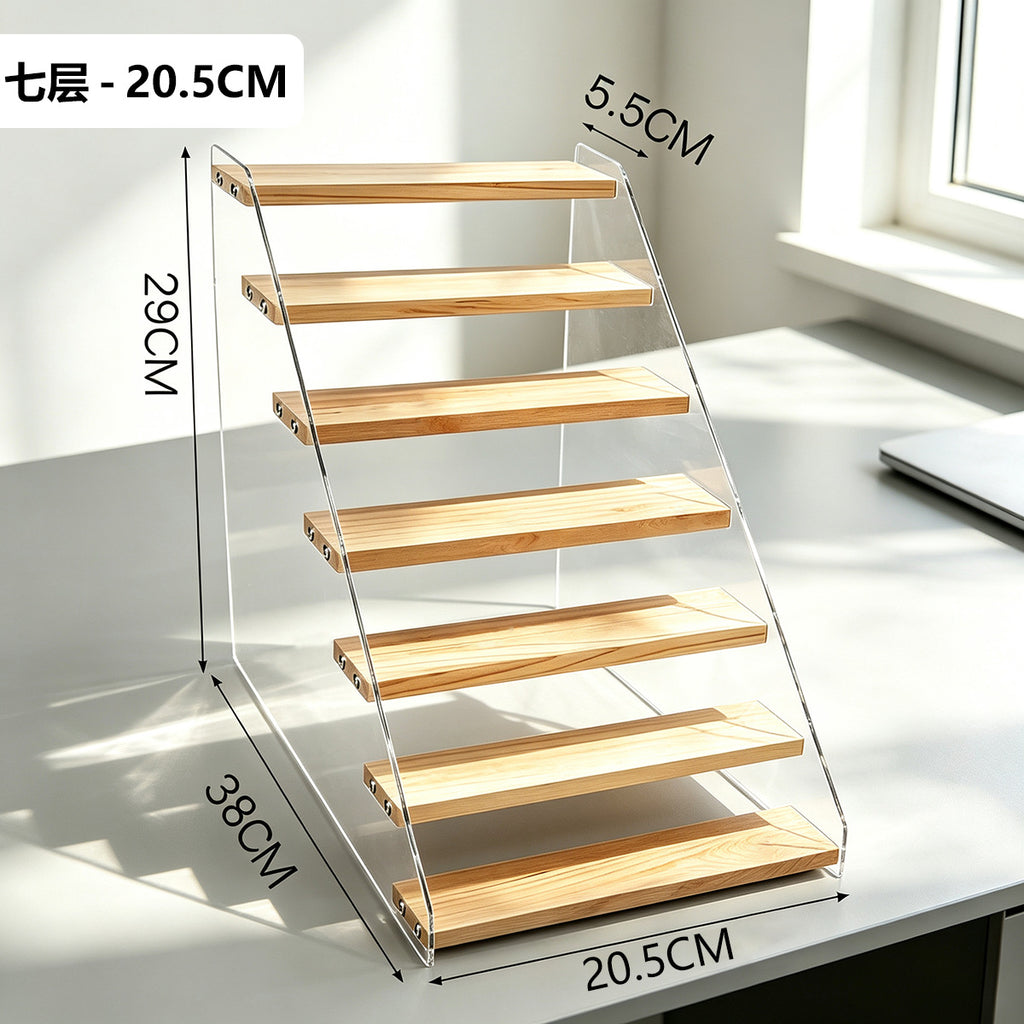 阶梯展示架多层桌面亚克力透明简约置物架手办玩具绿植摆件陈列架Stepped display stand – multi-tiered tabletop acrylic transparent minimalist shelving unit for figurines, toys, houseplants and decorative items