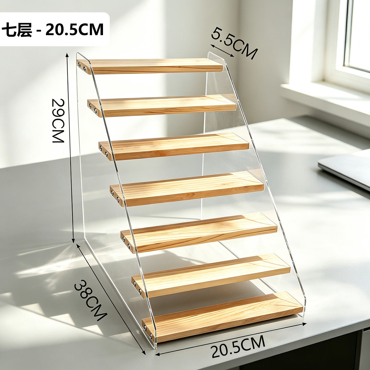 阶梯展示架多层桌面亚克力透明简约置物架手办玩具绿植摆件陈列架Stepped display stand – multi-tiered tabletop acrylic transparent minimalist shelving unit for figurines, toys, houseplants and decorative items