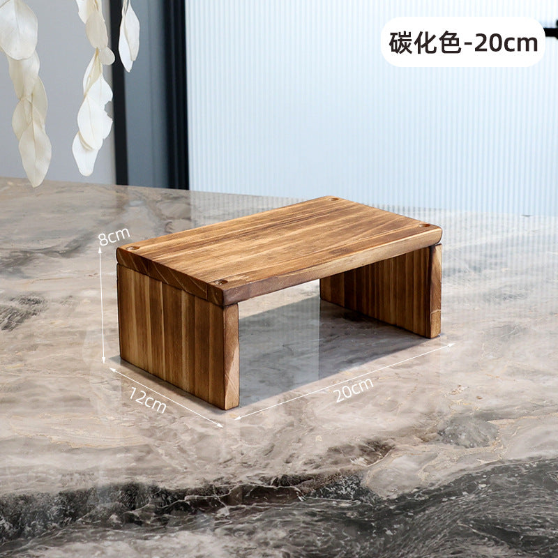 12CM宽度复古碳化木质展示架花架收纳博古架绿植盆栽茶杯茶具文玩12 cm wide vintage carbonised wood display stand, flower stand, storage cabinet and curio cabinet for houseplants, potted plants, teacups, tea sets and collectables