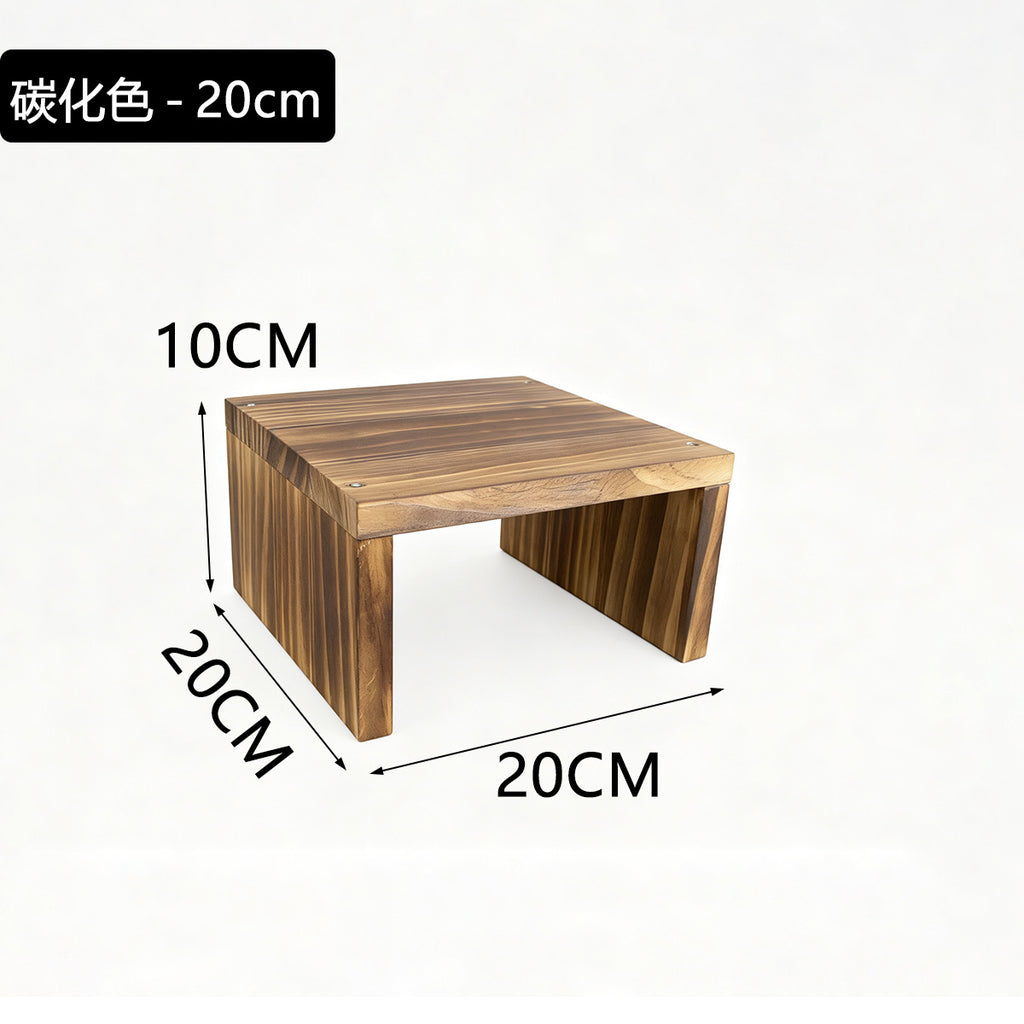 20cm宽纯实木阶梯置物架可移动小花架绿植盆栽加宽板面收纳展示架20cm-wide solid wood stepped shelving unit – portable small plant stand for houseplants and potted plants, with a wide shelf surface for storage and display