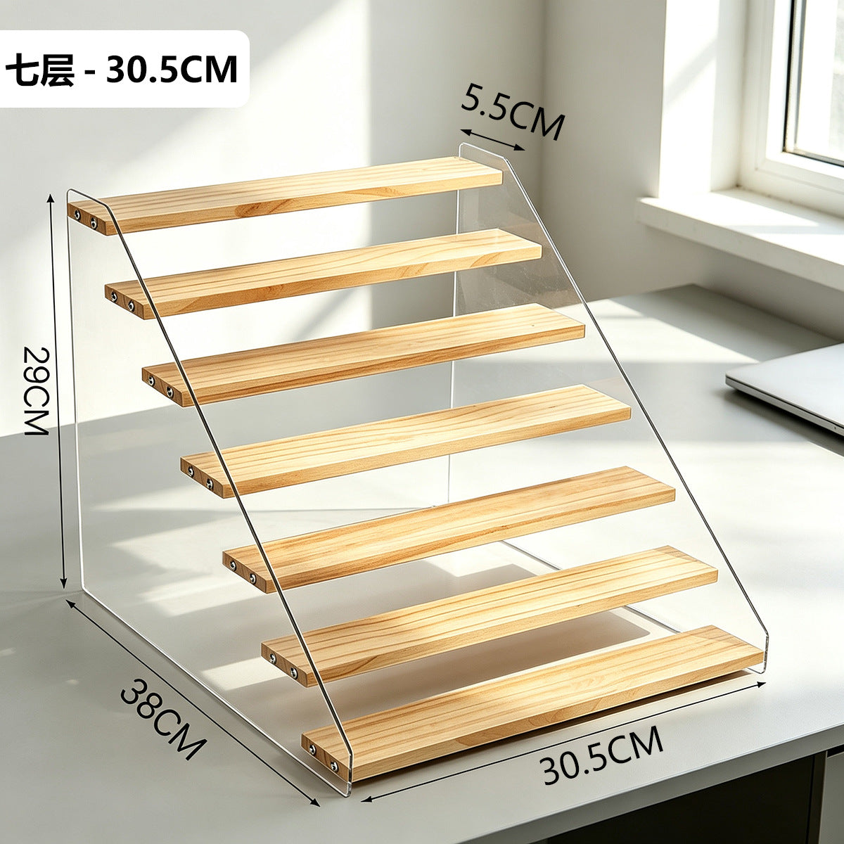 阶梯展示架多层桌面亚克力透明简约置物架手办玩具绿植摆件陈列架Stepped display stand – multi-tiered tabletop acrylic transparent minimalist shelving unit for figurines, toys, houseplants and decorative items