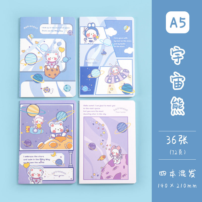 魔卡文化创意A5车线本可爱卡通图案笔记本学生学习文具手帐MoKa Cultural & Creative A5 Stitched Notebook with Cute Cartoon Designs—Student Study Stationery and Planner