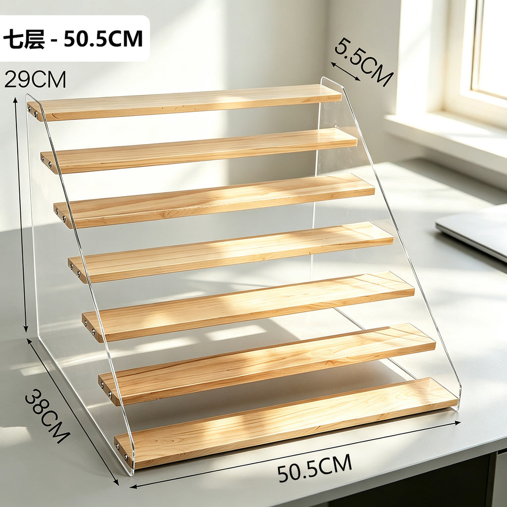 阶梯展示架多层桌面亚克力透明简约置物架手办玩具绿植摆件陈列架Stepped display stand – multi-tiered tabletop acrylic transparent minimalist shelving unit for figurines, toys, houseplants and decorative items