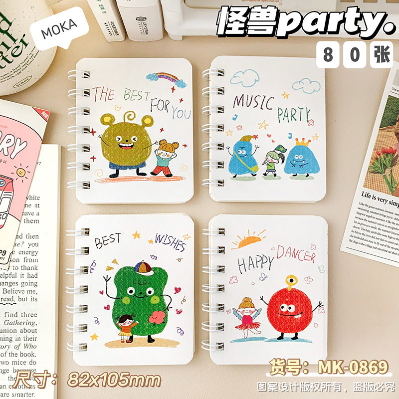 可爱卡通高颜值A7侧翻线圈本学生小本子迷你笔记本便携办公记事本 Cute, Cartoon-Style, High-Quality A7 Side-Folding Spiral Notebook—Student Notebook, Mini Notebook, Portable Office Notepad