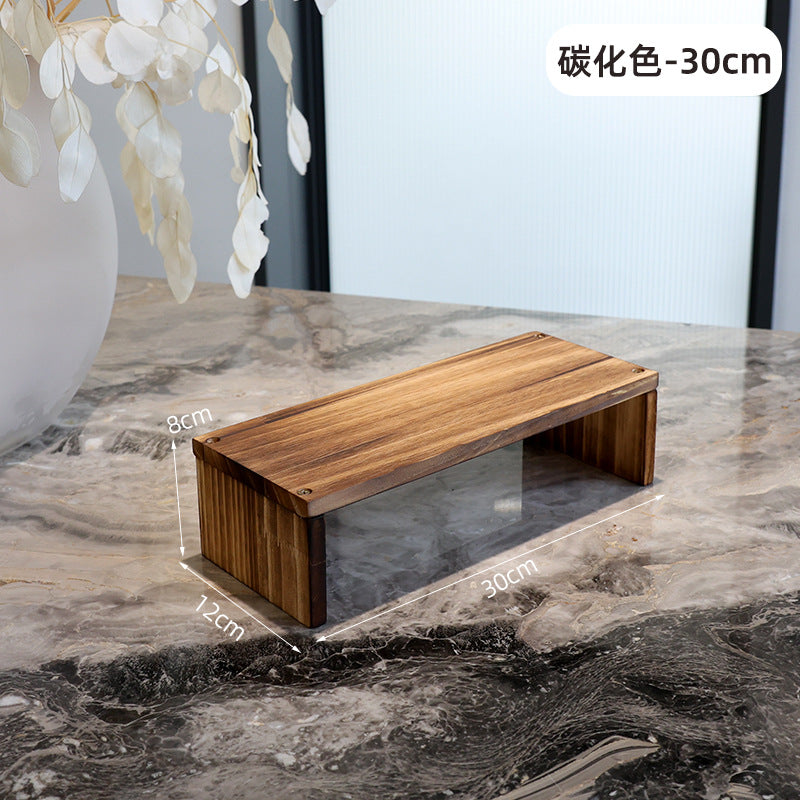 12CM宽度复古碳化木质展示架花架收纳博古架绿植盆栽茶杯茶具文玩12 cm wide vintage carbonised wood display stand, flower stand, storage cabinet and curio cabinet for houseplants, potted plants, teacups, tea sets and collectables