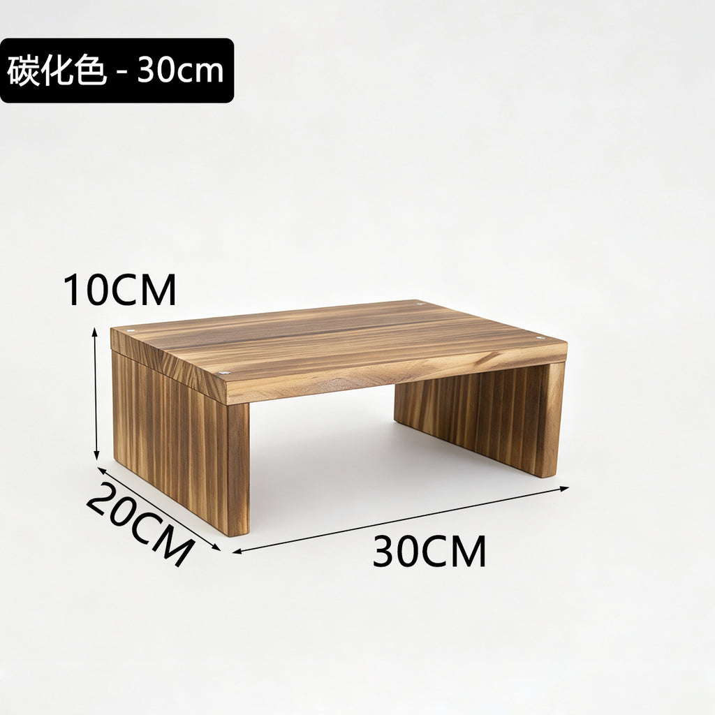20cm宽纯实木阶梯置物架可移动小花架绿植盆栽加宽板面收纳展示架20cm-wide solid wood stepped shelving unit – portable small plant stand for houseplants and potted plants, with a wide shelf surface for storage and display