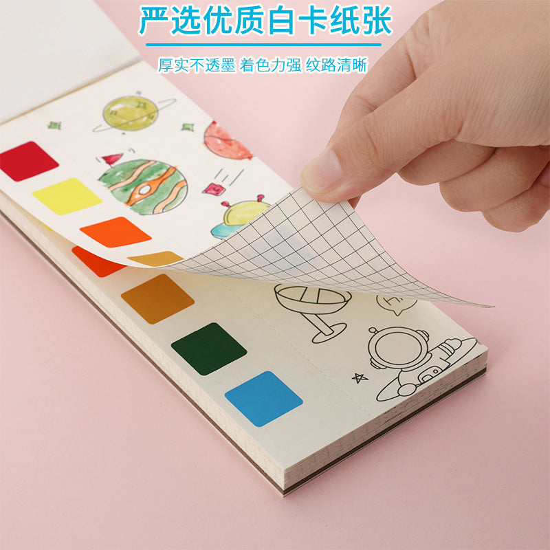 MOKA儿童轻描水粉涂鸦绘本公主画画幼儿园宝宝填色画涂色本MOKA Children's Light-Line Gouache Sketching and Doodling Picture Book: Princess Drawing, Preschooler Coloring Book