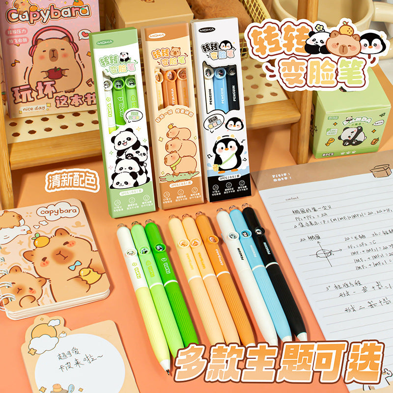 卡通转转按动中性笔学生速干不断墨刷题笔高颜值签字笔 Cartoon-themed Twist-Action Ballpoint Pen for Students: Quick-Drying, Non-Leaking, Perfect for Practice Problems, and Stylish Signature Pen