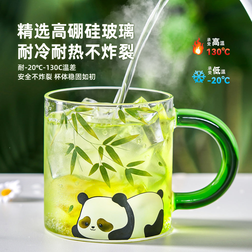 捷安玺新款熊猫泡茶玻璃杯茶水分离泡茶杯高颜值新中式耐热水杯Panda Tea-Brewing Glass Cup Tea-Water Separation, Stylish New Chinese-Style Heat-Resistant Mug