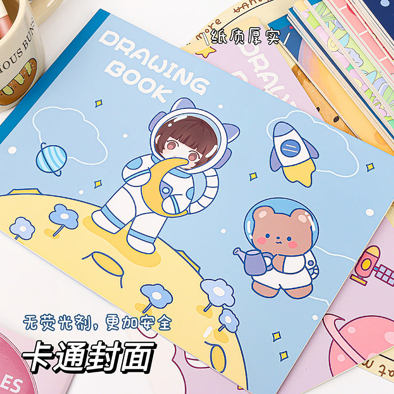MOKA卡通男女孩无线胶装动漫图画本儿童涂鸦手绘本子学生绘画本MOKA Cartoon Boys' and Girls' Wireless Perfect-Bound Anime Sketchbook, Children's Doodle Book, Hand-Drawn Sketchbook, Student Drawing Book