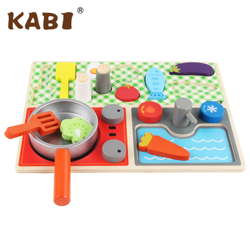 木制仿真过家家玩具男孩女孩仿真煮饭厨具Wooden pretend play toys for boys and girls: realistic cooking utensils