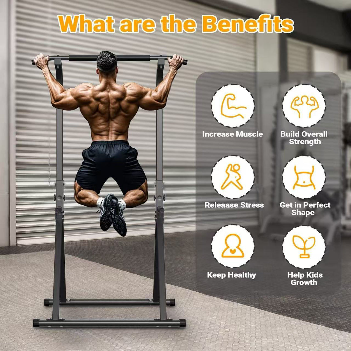 折叠单杠健身器材家用室内引体向上架家庭儿童吊杆双杠臂屈伸Foldable Pull-Up Bar – Home Gym Equipment, Indoor Pull-Up Frame, Family and Children’s Hanging Bar, Parallel Bars for Push-Ups