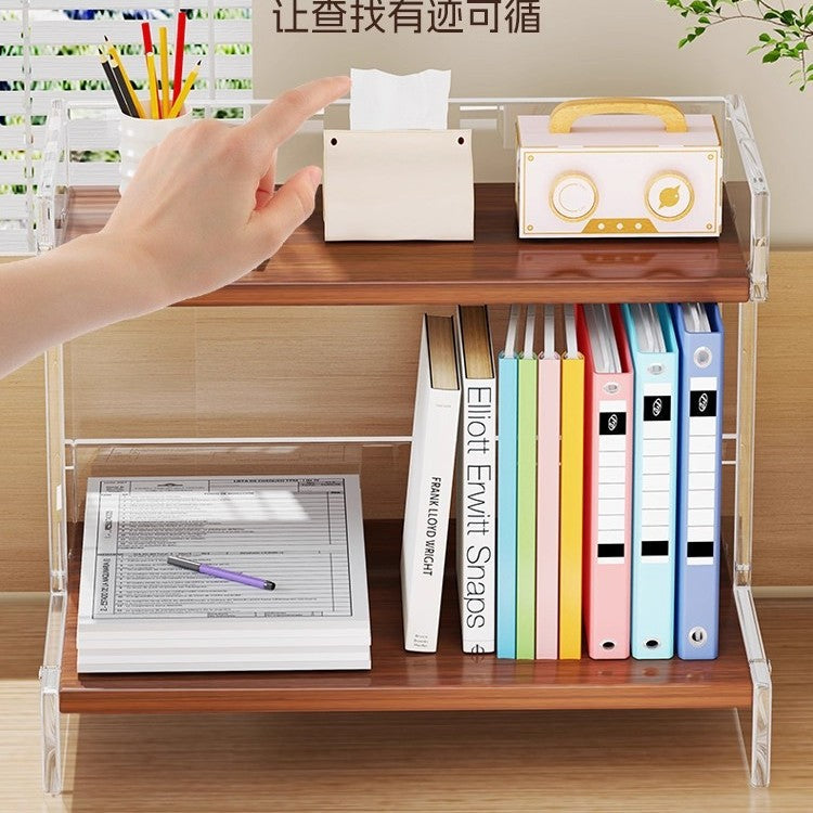 桌上书架桌面置物架办公桌收纳柜宿舍书桌上储物盒子工位整理神器Desk bookshelf, desktop organiser, office desk storage unit, dormitory desk storage box, the ultimate workstation organiser