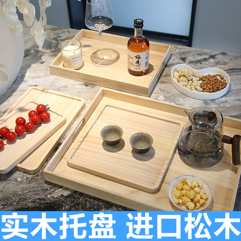 茶盘餐盘托盘实木家用客厅放茶杯水杯水果食品小吃干果下午茶具圆Tea tray, dinner plate tray, solid wood, for the home, living room, for teacups, water glasses, fruit, food, snacks, dried fruit, afternoon tea set, round