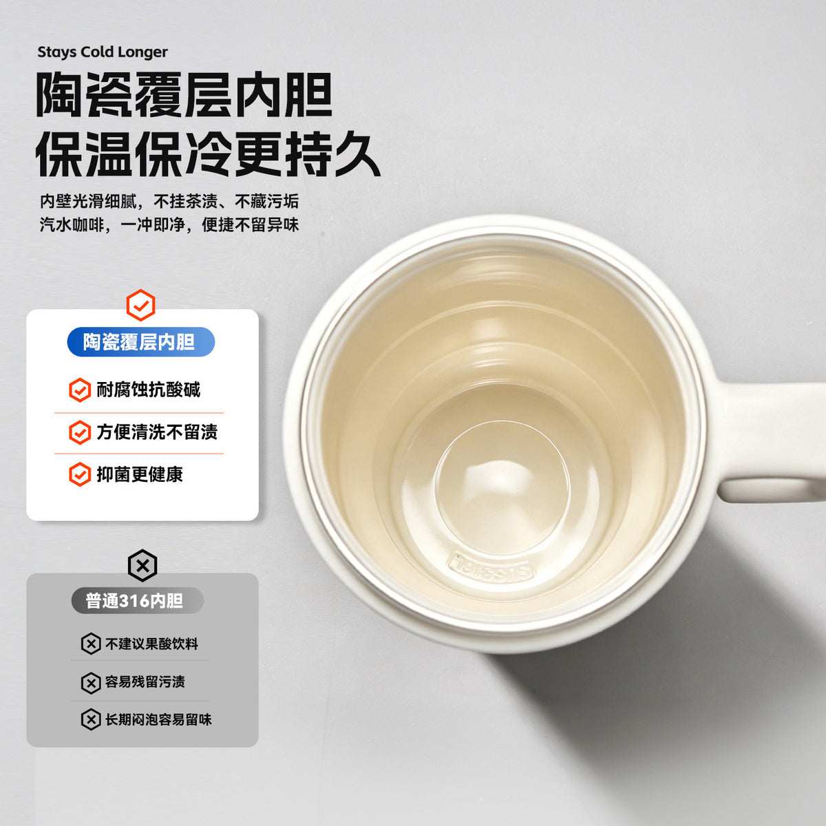 捷安玺大容量车载杯高颜值双饮大肚冰霸杯办公不锈钢保冷保温杯Large-Capacity Car Mug: Stylish, Dual-Compartment, Large-Bodied “Ice King” Mug—Stainless Steel Insulated Water Bottle for the Office