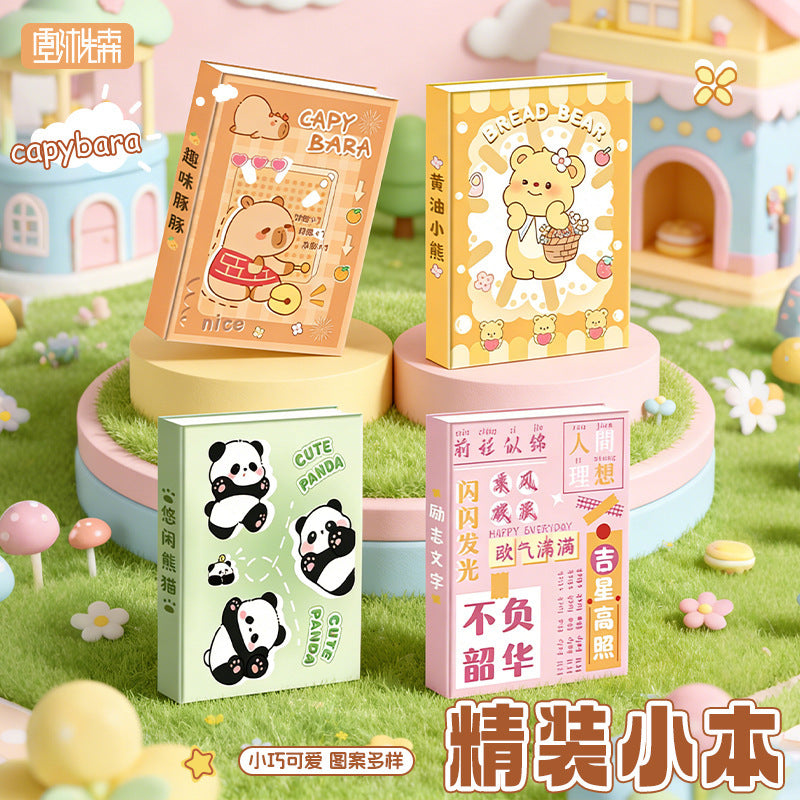 卡皮巴拉黄油小熊 A7 精装本学生便携多图案小本子可爱迷你手账本Capybara Butter Bear A7 Hardcover Student-Friendly Portable Multi-Patterned Notebook—Cute Mini Planner